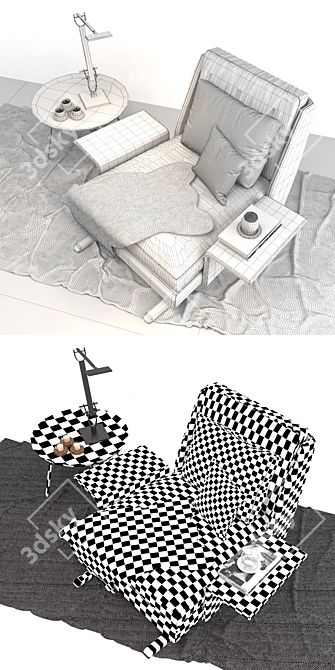 Modern Minotti Spencer Lounge Chair 3D model image 3