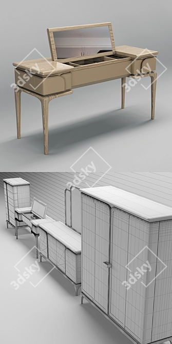 Luxurious Alexander Collection: 6-Drawer Tall Boy, Vanity, Sideboard, Glass Cupboard 3D model image 3