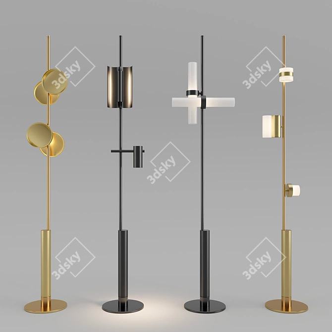 Sleek Typographic Cilon Floor Lamp 3D model image 1