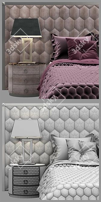 Luxury ENVY MAXI Art-Deco Bed 3D model image 2