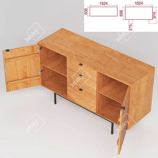 Hensley Storage Cabinets - Versatile and Stylish 3D model image 3