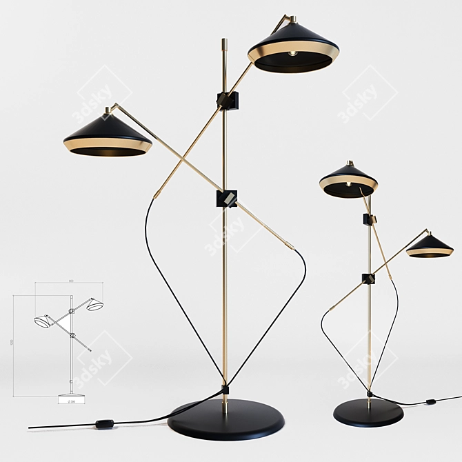Elegant Adjustable Shear Floor Lamp 3D model image 1