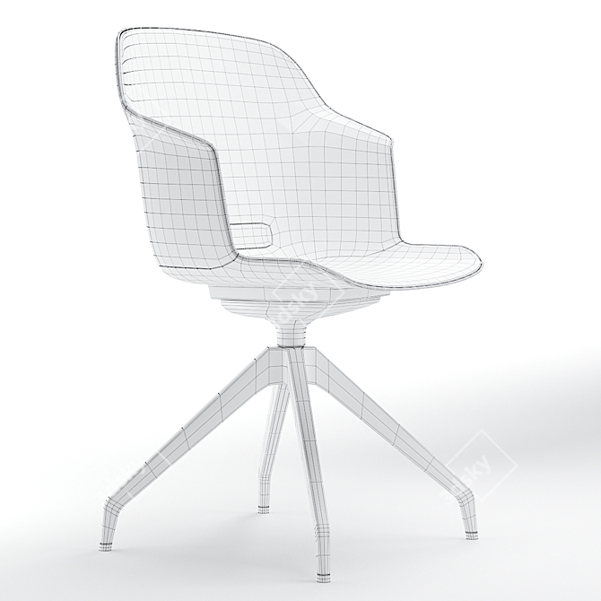 Luxurious Leather Task Chair 3D model image 3