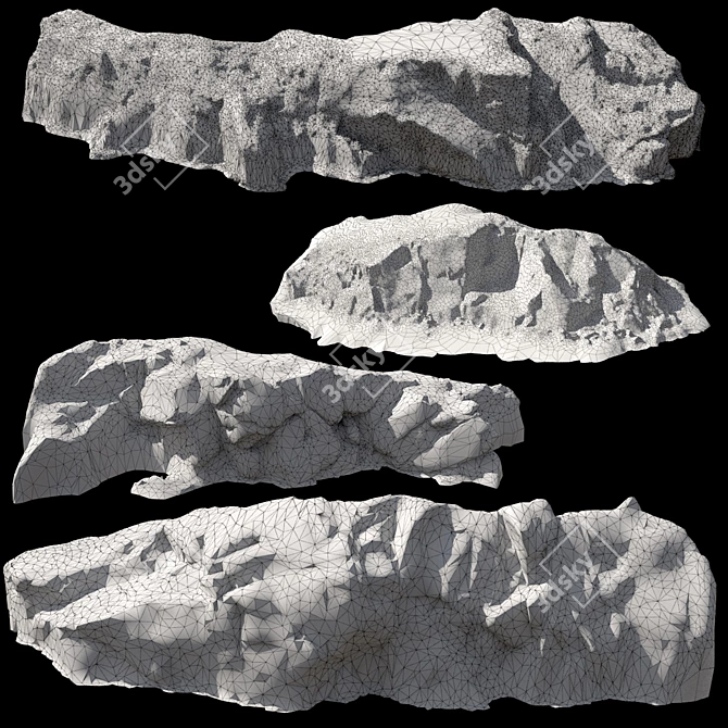 Realistic Rock Cliff Set 3D model image 2