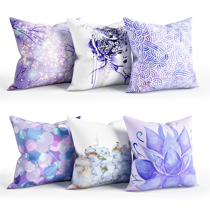 Serenity Square Pillow Set 3D model image 1