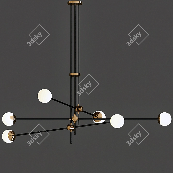 Nordic Minimalist Adjustable Glass Ball Chandelier 3D model image 1