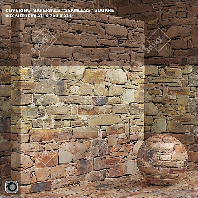 Seamless Stone Masonry Material Set 3D model image 1