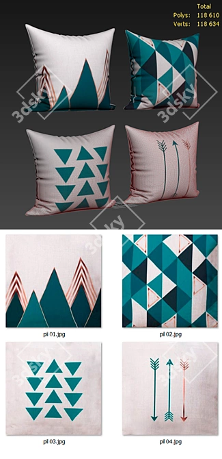Modern Decorative Pillow Set 3D model image 2