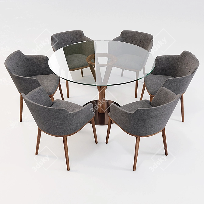 Modern Elegance: Porada ArmChair Celine & Timber Table 3D model image 1