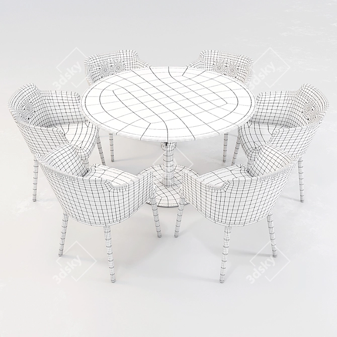 Modern Elegance: Porada ArmChair Celine & Timber Table 3D model image 3