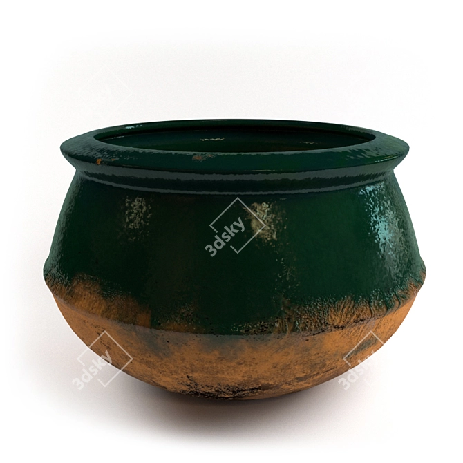 Rustic Clay Pot: Handcrafted Excellence 3D model image 1