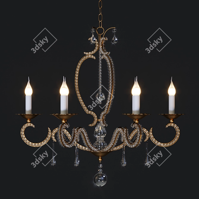 Elegant Martigny Chandelier - Gold & Bronze 3D model image 2