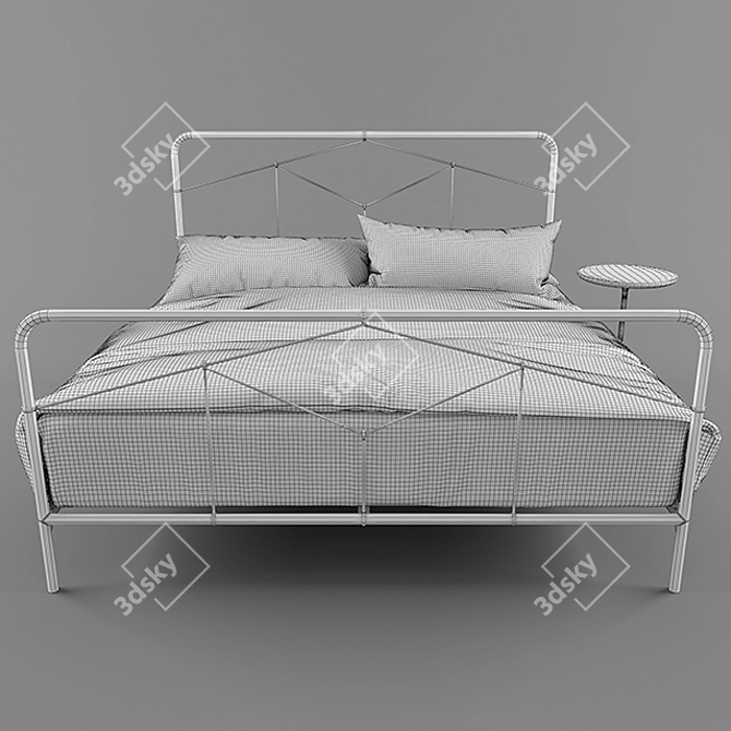 Elegant Casey Iron Bed 3D model image 3