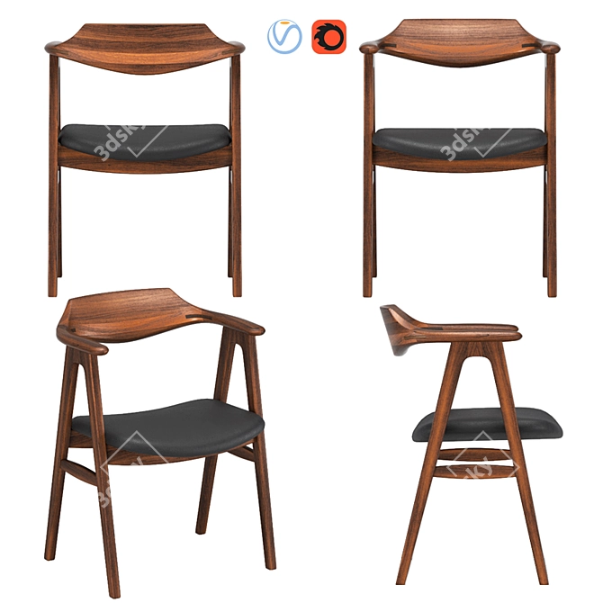 Elegant Erik Kirkegaard Desk Chair 3D model image 1