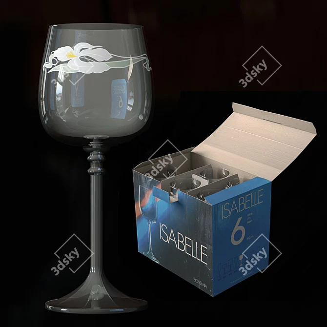 Bohemian Glass Set: Hand-Painted Elegance 3D model image 1