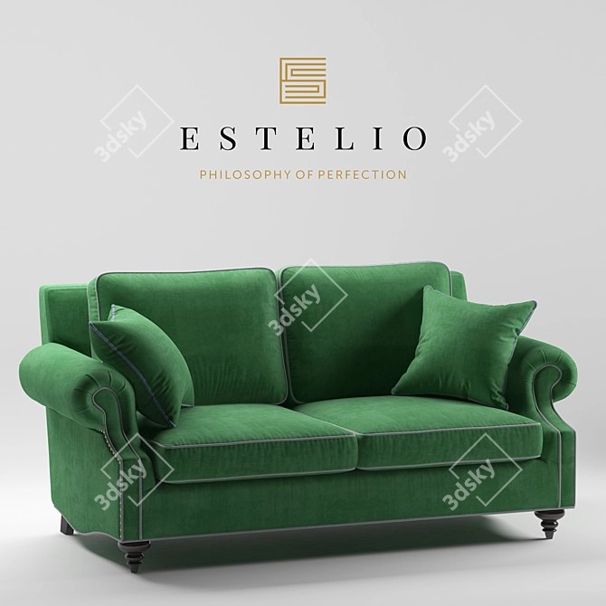 Estelio Evogue: Stylish Two-Seater Sofa 3D model image 1