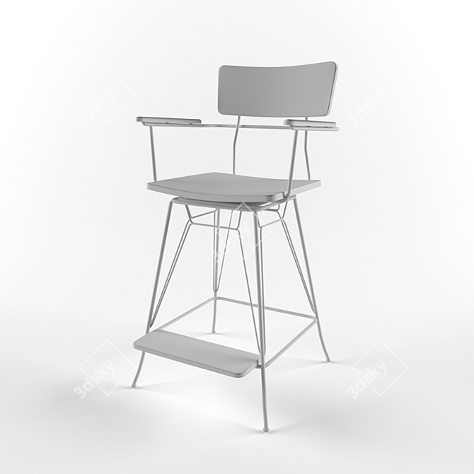 Sleek Swivel Counter Stool 3D model image 2