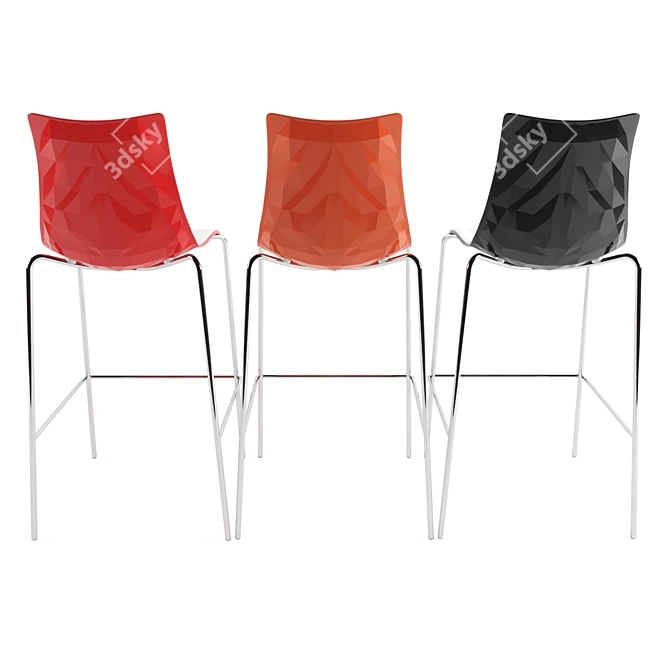 Zebra Bicolore Steel Stool 3D model image 2
