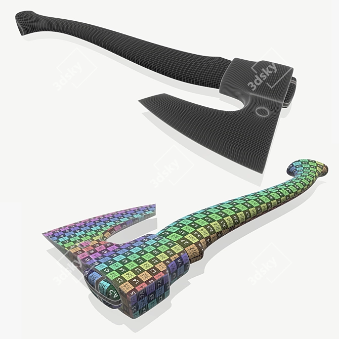 Stylish Wooden Handled War Ax 3D model image 3