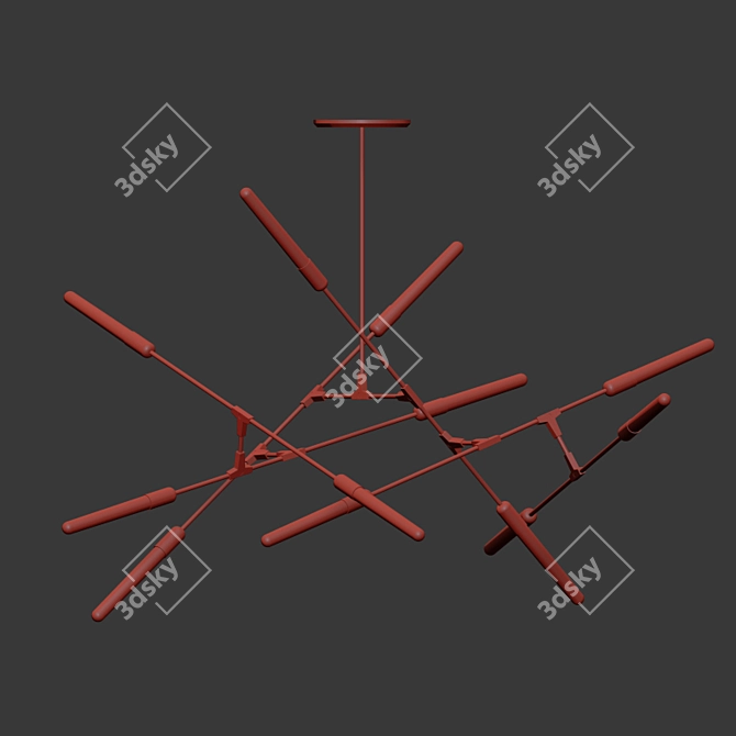 Dawn Brass Glass Chandelier: Modern Chic 3D model image 2