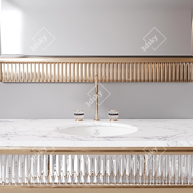 Luxury Marble Console: Elegant Brass Finish 3D model image 2