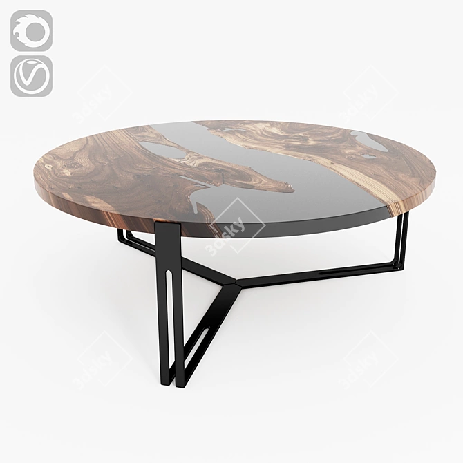 Natural Wood Slab Table 3D model image 1