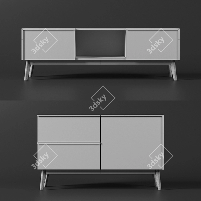 Modern TV Stand & Sideboard Set by La Forma 3D model image 2