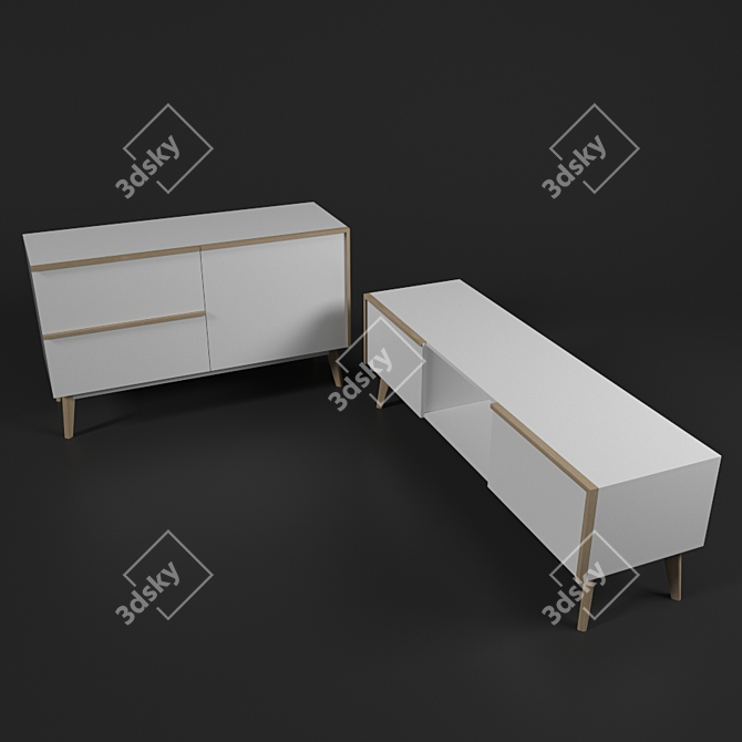 Modern TV Stand & Sideboard Set by La Forma 3D model image 3