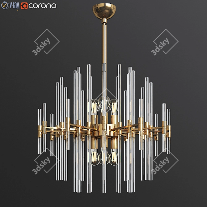 Quebec 6-Light Brass Chandelier 3D model image 1