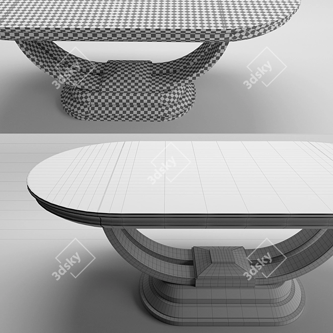 Elegant Gold Trim Dinner Table 3D model image 3