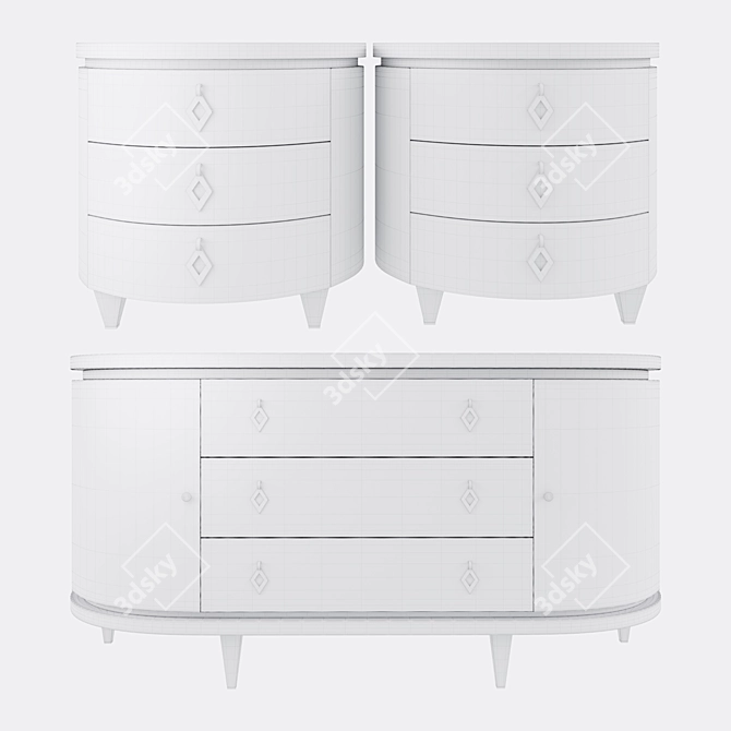 Dorya Karina Nightstand - Chrome Blue Gloss 3D model image 2