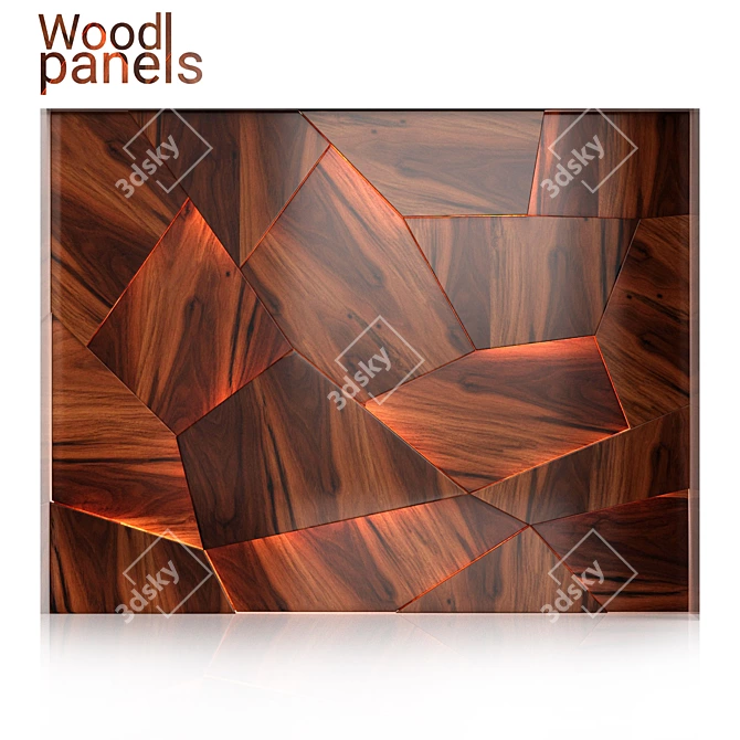 Modern Wooden Panels: Dimensional Beauty 3D model image 1