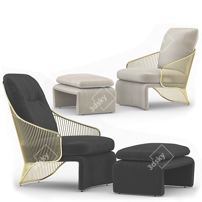 Elegant Colette Sofa: Perfectly Polished 3D model image 1