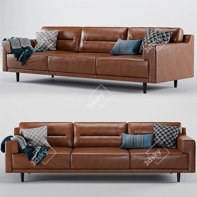 Modern Leather EQ3 Remi Sofa 3D model image 1