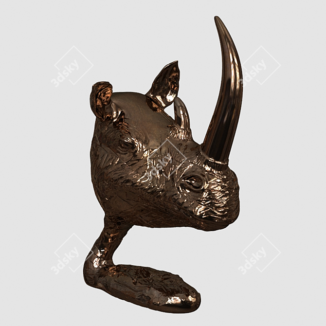 Bronze Rhino Bust Sculpture 3D model image 1