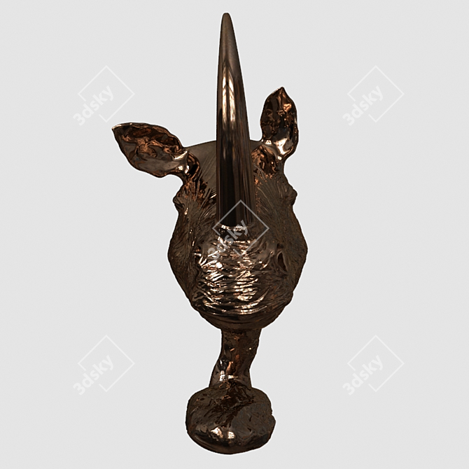 Bronze Rhino Bust Sculpture 3D model image 2