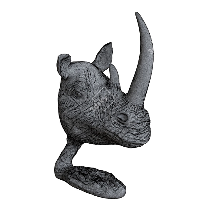 Bronze Rhino Bust Sculpture 3D model image 3