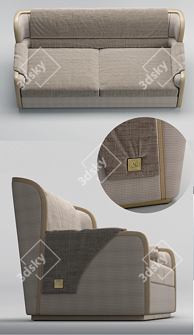 Contemporary Luxe 3-Seater Sofa 3D model image 2