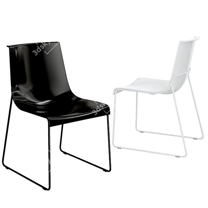 Sleek Pianca Nuvola Chair: Bianco and Nero High Gloss 3D model image 1