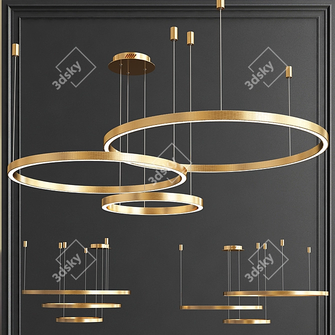 Elegant Cruise Ring Chandelier 3D model image 1