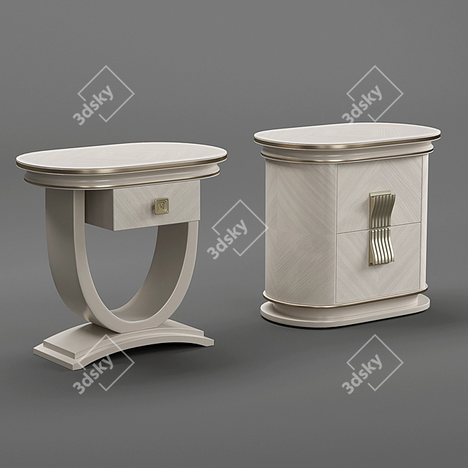 Contemporary Art Bedside Tables - Oliver Collection 3D model image 1