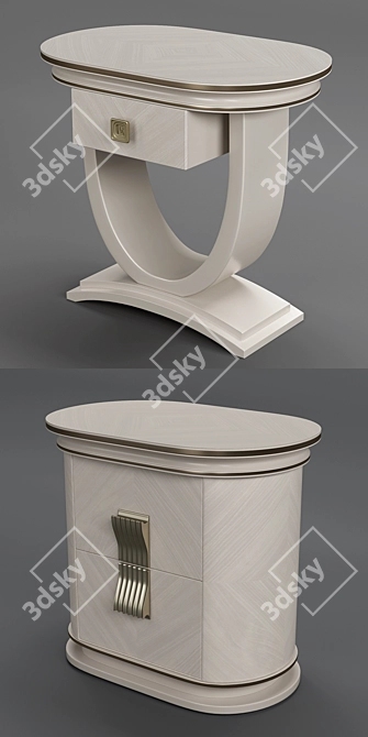 Contemporary Art Bedside Tables - Oliver Collection 3D model image 2