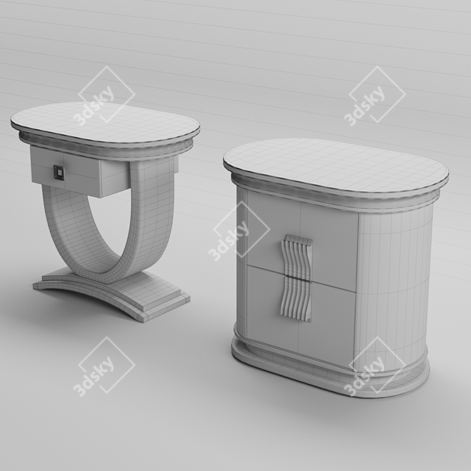 Contemporary Art Bedside Tables - Oliver Collection 3D model image 3
