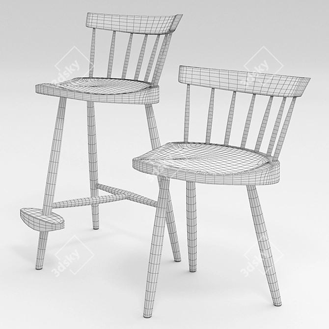 Nakashima Mira Chair: Timeless Elegance 3D model image 3