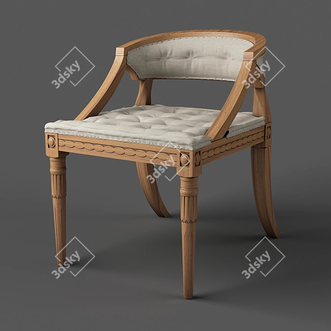 Vintage Swedish Demi Lune Chair 3D model image 1