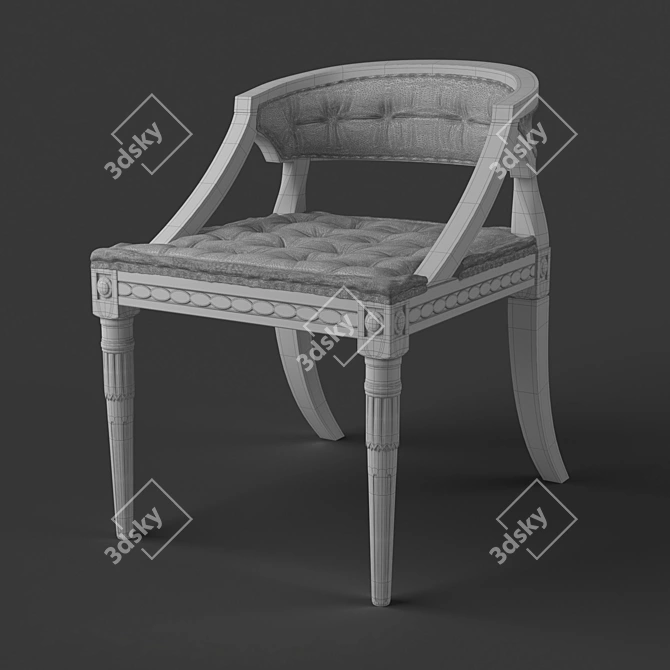 Vintage Swedish Demi Lune Chair 3D model image 3