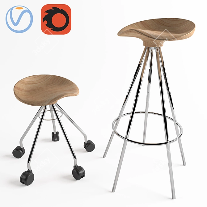 Modern Bar Stools with Barcelona Design 3D model image 1