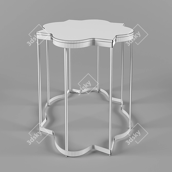 Elegant Arabesque Marble Side Table 3D model image 2