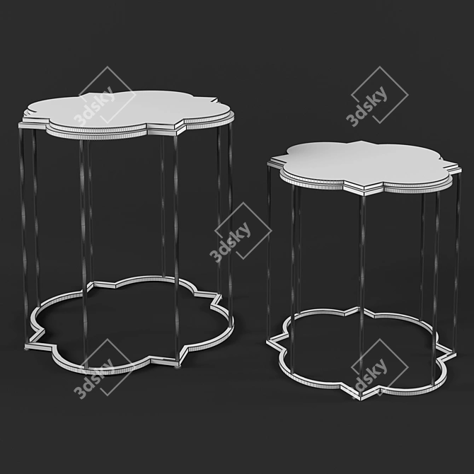 Moroccan Chic Gold & Marble Side Tables 3D model image 2