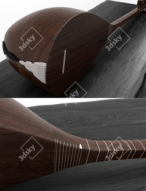 Authentic Azerbaijani Saz Instrument 3D model image 2